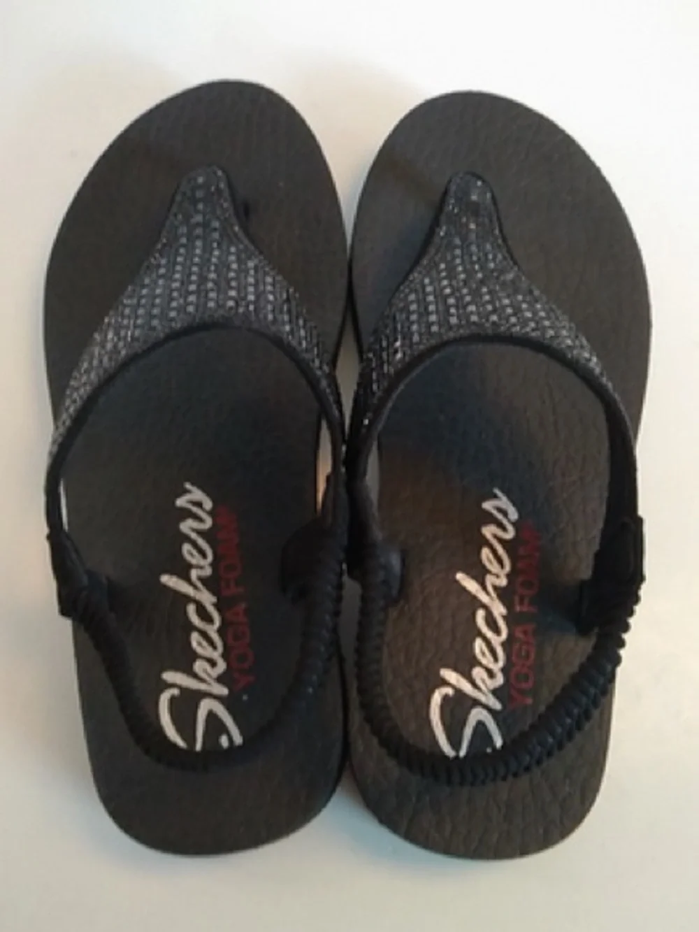 Skechers Meditation Rock Crown Flats Sandals Black Thong Slingback Womens 9